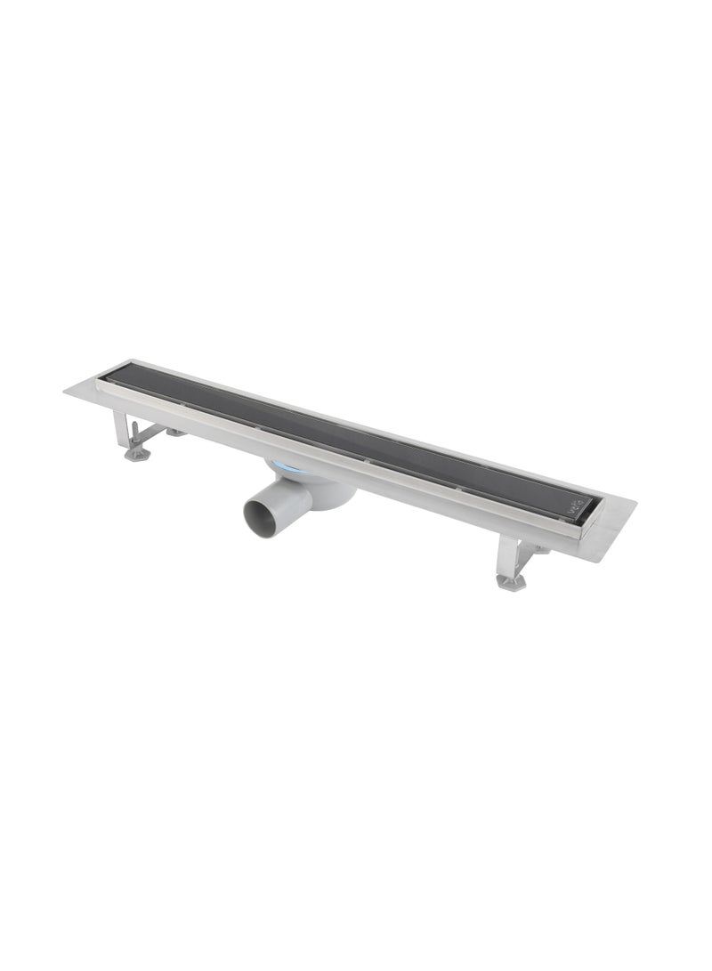 بيورا مصفاة دش من الستانلس ستيل مع مخرج أفقي زجاج أسود، فلتر للشعر، مصيدة رائحة قابلة للإزالة، ختم O-Ring، مقاومة للصدأ من الفولاذ 304، تدفق عالي 48 لتر/دقيقة، ارتفاع قابل للتعديل، مصفاة أرضية حديثة للحمام للمنازل والفنادق والسبا - Image 1